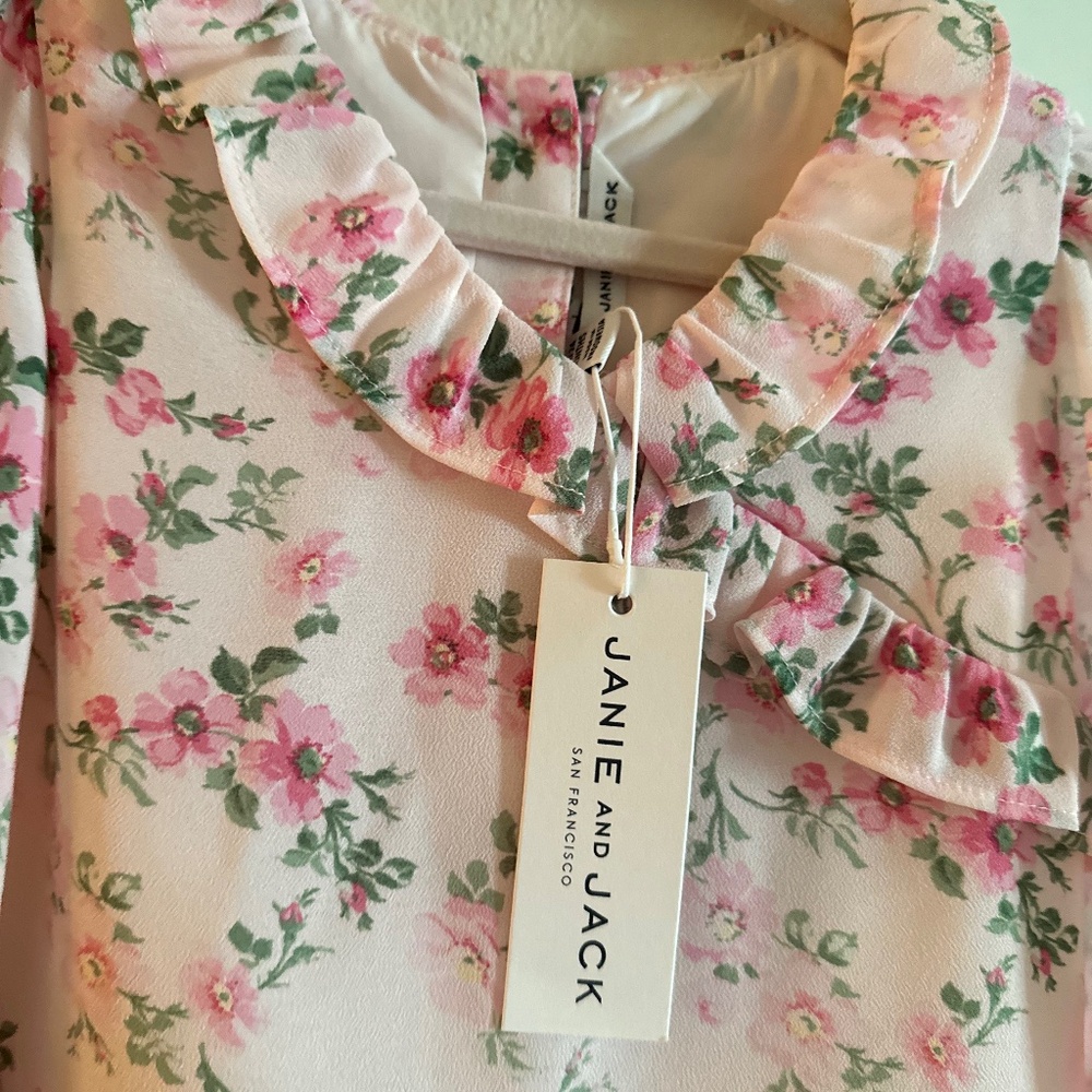 Janie & Jack FLORAL RUFFLE CHIFFON ROMPER - Picture 10 of 12
